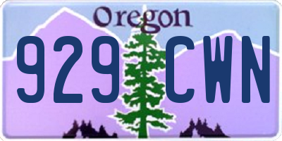 OR license plate 929CWN