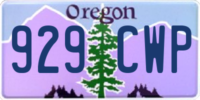 OR license plate 929CWP