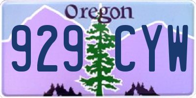 OR license plate 929CYW