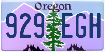 OR license plate 929EGH