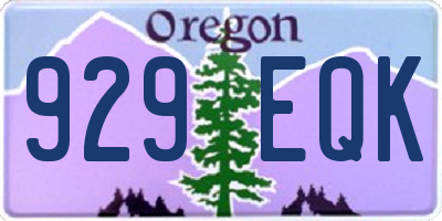 OR license plate 929EQK