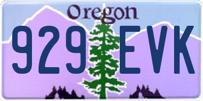 OR license plate 929EVK