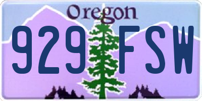OR license plate 929FSW