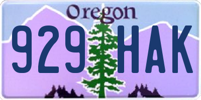OR license plate 929HAK