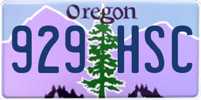OR license plate 929HSC