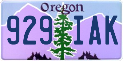 OR license plate 929IAK