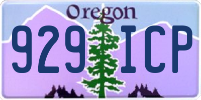 OR license plate 929ICP