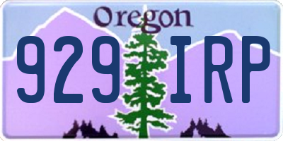 OR license plate 929IRP
