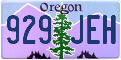 OR license plate 929JEH