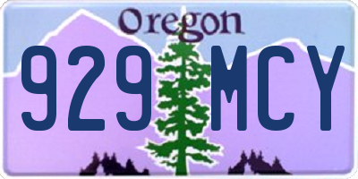 OR license plate 929MCY