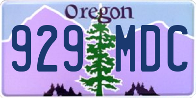 OR license plate 929MDC