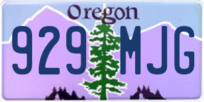 OR license plate 929MJG