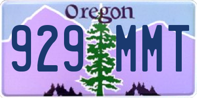 OR license plate 929MMT