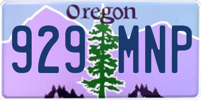 OR license plate 929MNP