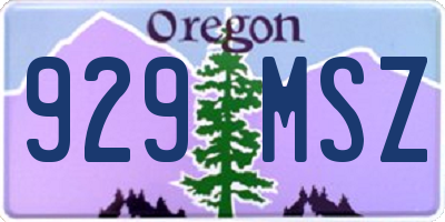 OR license plate 929MSZ