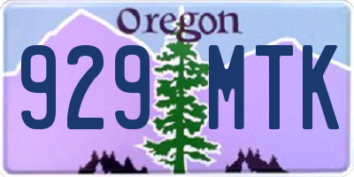 OR license plate 929MTK