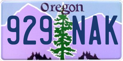 OR license plate 929NAK