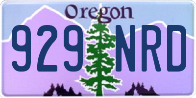 OR license plate 929NRD