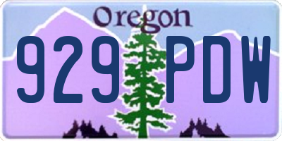 OR license plate 929PDW