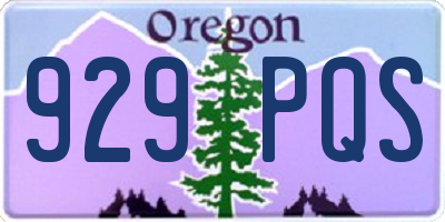 OR license plate 929PQS