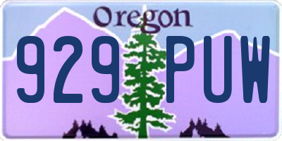 OR license plate 929PUW
