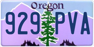 OR license plate 929PVA