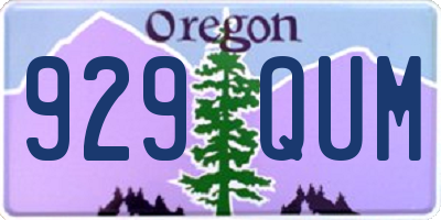 OR license plate 929QUM
