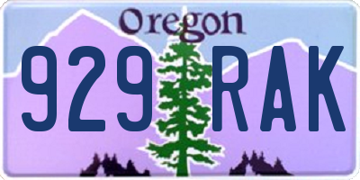 OR license plate 929RAK