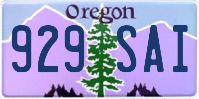OR license plate 929SAI