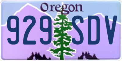 OR license plate 929SDV