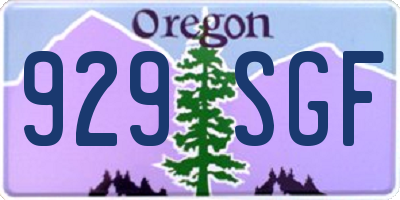 OR license plate 929SGF