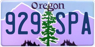 OR license plate 929SPA