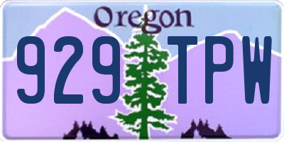OR license plate 929TPW