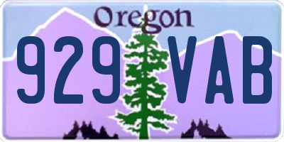 OR license plate 929VAB