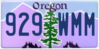 OR license plate 929WMM