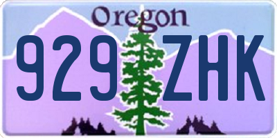 OR license plate 929ZHK