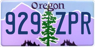 OR license plate 929ZPR