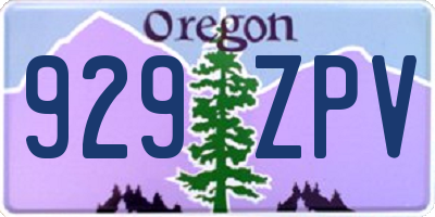 OR license plate 929ZPV