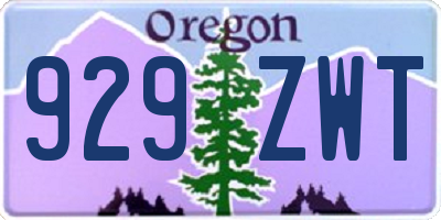 OR license plate 929ZWT
