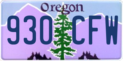 OR license plate 930CFW