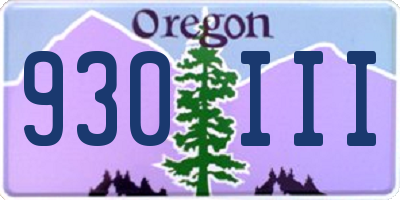 OR license plate 930III