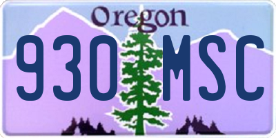 OR license plate 930MSC
