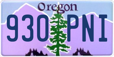 OR license plate 930PNI