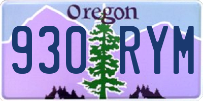 OR license plate 930RYM