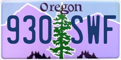 OR license plate 930SWF