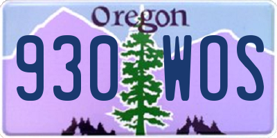 OR license plate 930WOS