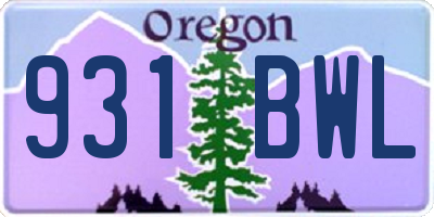 OR license plate 931BWL