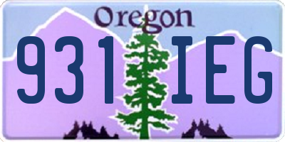OR license plate 931IEG