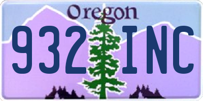 OR license plate 932INC