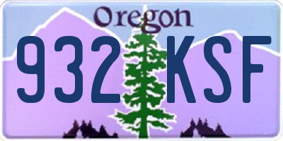OR license plate 932KSF